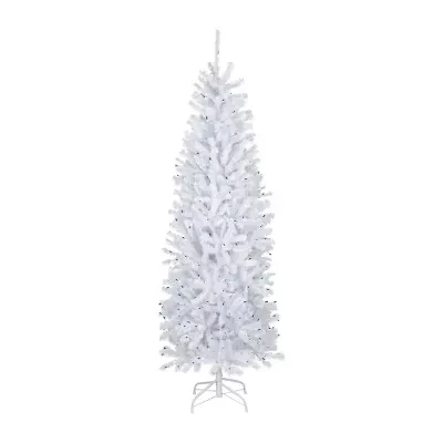 Northlight Slim Geneva White Spruce Artificial  Blue Lights 6 1/2 Foot Pre-Lit Christmas Tree