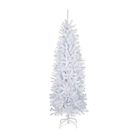 Northlight Slim Geneva White Spruce Artificial  Blue Lights 6 1/2 Foot Pre-Lit Christmas Tree