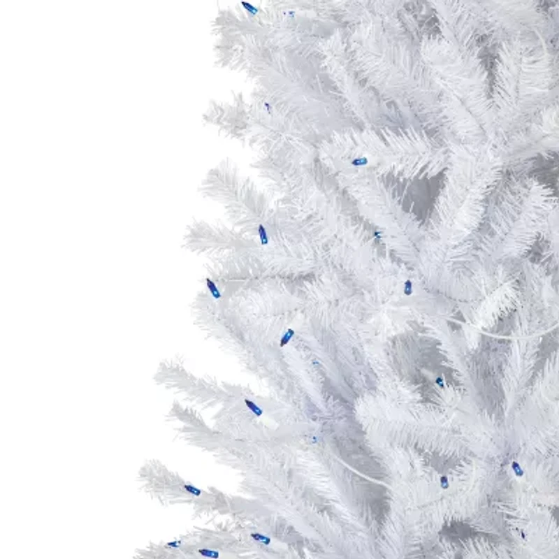 Northlight Slim Geneva White Spruce Artificial  Blue Lights 6 1/2 Foot Pre-Lit Christmas Tree