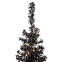 Northlight Black Artificial Tinsel  Clear Lights 4 Foot Pre-Lit Christmas Tree