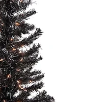 Northlight Black Artificial Tinsel  Clear Lights 4 Foot Pre-Lit Christmas Tree