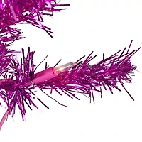 Northlight Pink Artificial Tinsel  Clear Lights 4 Foot Pre-Lit Christmas Tree
