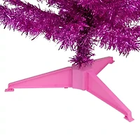 Northlight Pink Artificial Tinsel  Clear Lights 4 Foot Pre-Lit Christmas Tree