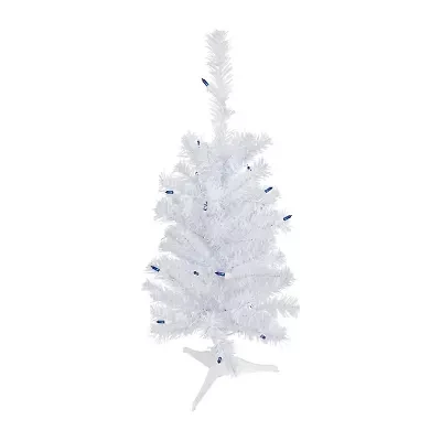 Northlight Woodbury White Slim Artificial Blue Lights 2 Foot Pre-Lit Pine Christmas Tree