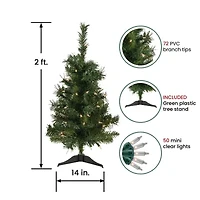 Northlight Medium Aspen Artificial Clear Lights 2 Foot Pre-Lit Pine Christmas Tree