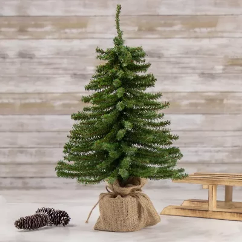 Northlight Potted Downswept Mini Village Medium Artificial Unlit 1 1/2 Feet Pine Christmas Tree