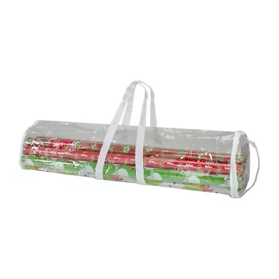 Northlight 30in White And Transparent Christmas Handles Gift Wrap Organizer