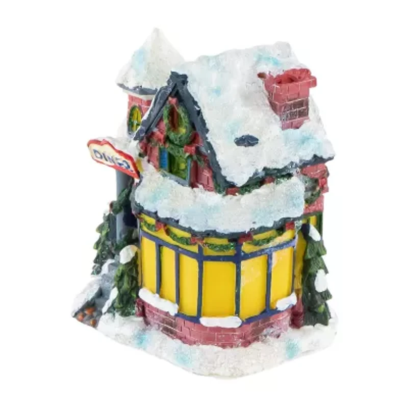 Northlight 4in Snowy Diner Building Christmas Village