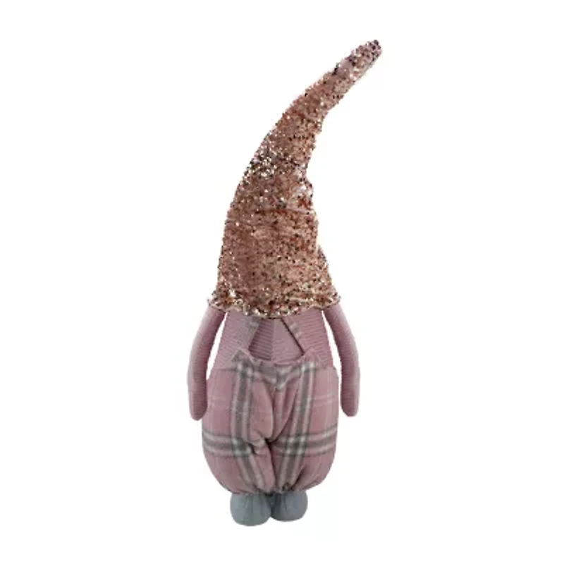 Northlight 30in Pink And Gray Plaid Tall Christmas Tabletop Christmas Gnome