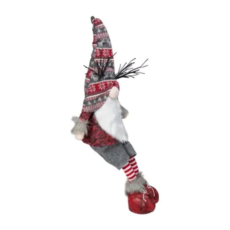 Northlight 30in Gray And Red Christmas With Led Antlers And Dangling Legs Christmas Gnome