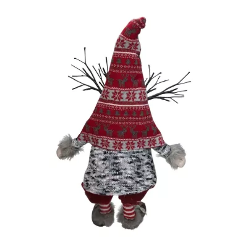 Northlight 30in Red And Gray Fair Isle Sitting Christmas With Led Antlers Christmas Gnome