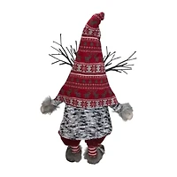 Northlight 30in Red And Gray Fair Isle Sitting Christmas With Led Antlers Christmas Gnome