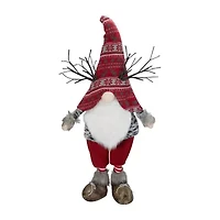 Northlight 30in Red Nordic Hat Standing Santa Christmas With Led Antler Christmas Gnome