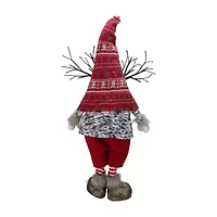 Northlight 30in Red Nordic Hat Standing Santa Christmas With Led Antler Christmas Gnome