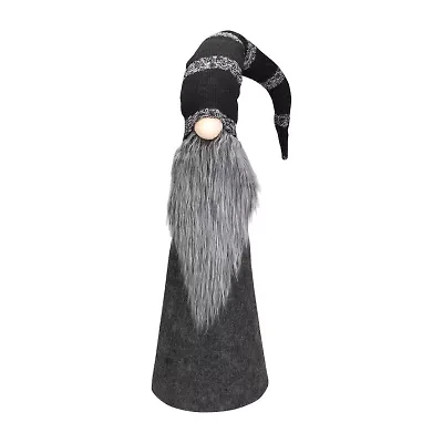 Northlight 37in Led Lighted Black And Gray Knit  Christmas Christmas Gnome