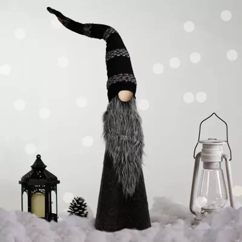 Northlight 37in Led Lighted Black And Gray Knit  Christmas Christmas Gnome