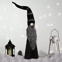 Northlight 37in Led Lighted Black And Gray Knit  Christmas Christmas Gnome