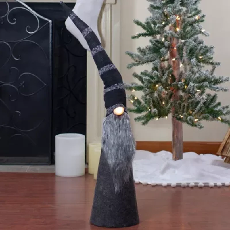 Northlight 37in Led Lighted Black And Gray Knit  Christmas Christmas Gnome