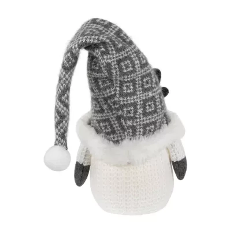 Northlight 9in Lighted Gray And White Christmas  Tabletop Decoration Christmas Gnome