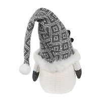 Northlight 9in Lighted Gray And White Christmas  Tabletop Decoration Christmas Gnome