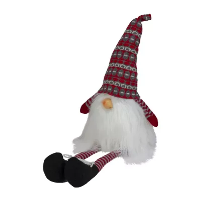 Northlight 23in Red And Gray Striped Christmas Santa  With Dangling Legs Christmas Gnome
