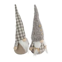 Northlight Set Of 2 Beige And White Gingham Nordic Christmas 13in Christmas Gnome
