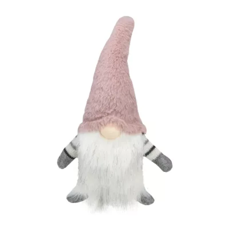 Northlight 14in Pink And White Sitting Christmas With Led Lighter Nose Christmas Gnome