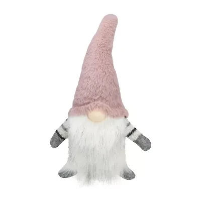 Northlight 14in Pink And White Sitting Christmas  With Led Lighter Nose Christmas Gnome