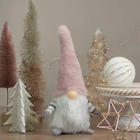 Northlight 14in Pink And White Sitting Christmas  With Led Lighter Nose Christmas Gnome