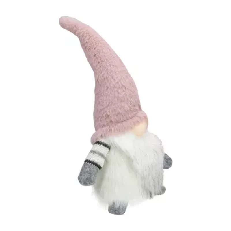 Northlight 14in Pink And White Sitting Christmas  With Led Lighter Nose Christmas Gnome