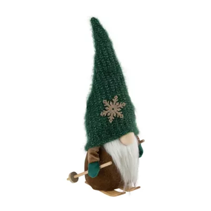 Northlight 12.5in Skiing  With Green Knit Hat Christmas Decoration Christmas Gnome