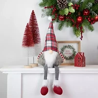 Northlight 20.5in Red  Gray And White Plaid Sitting  Christmas Decoration Christmas Gnome
