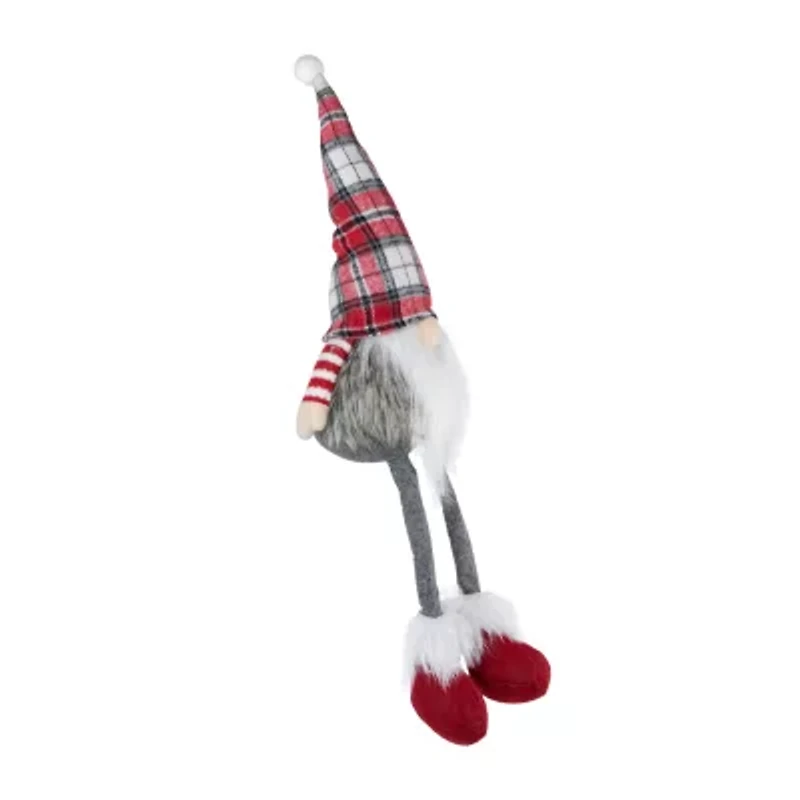 Northlight 20.5in Red  Gray And White Plaid Sitting  Christmas Decoration Christmas Gnome