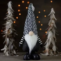 Northlight 17in Black And White Plush Knit  Christmas Christmas Gnome