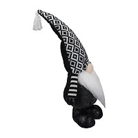 Northlight 17in Black And White Plush Knit  Christmas Christmas Gnome