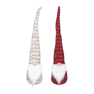 Northlight Set Of 2 Red And Ivory Happy Christmas 18in Christmas Gnome