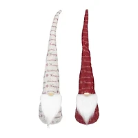 Northlight Set Of 2 Red And Ivory Happy Christmas 18in Christmas Gnome
