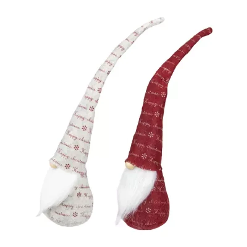 Northlight Set Of 2 Red And Ivory Happy Christmas 18in Christmas Gnome