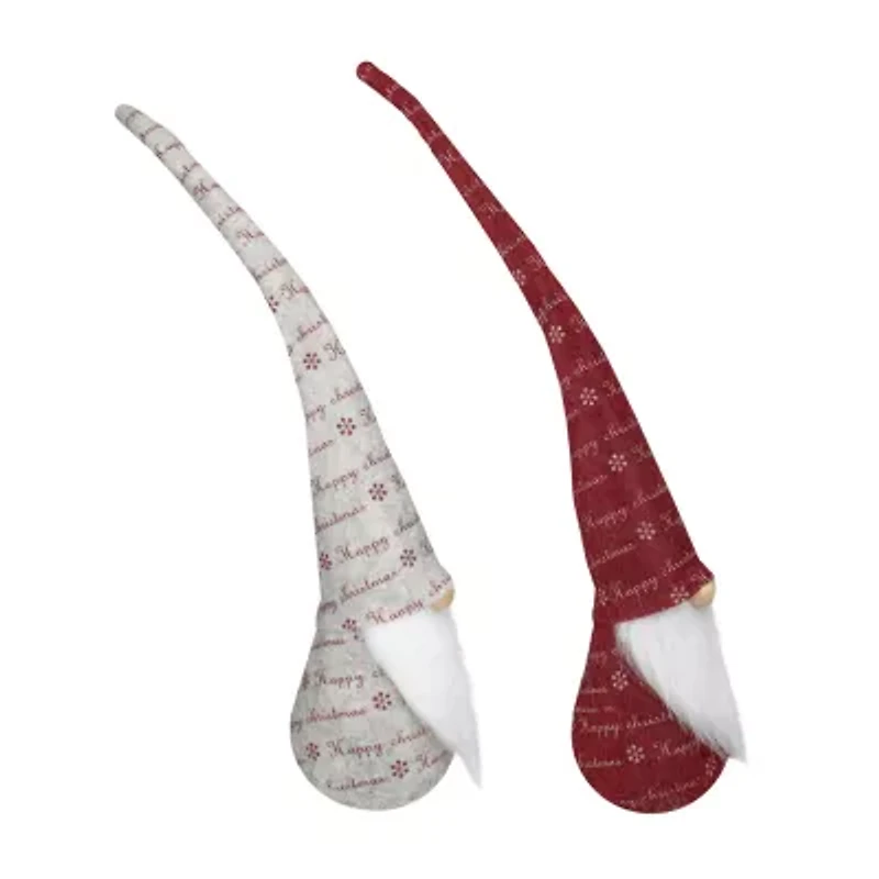 Northlight Set Of 2 Red And Ivory Happy Christmas 18in Christmas Gnome