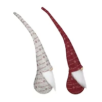 Northlight Set Of 2 Red And Ivory Happy Christmas 18in Christmas Gnome