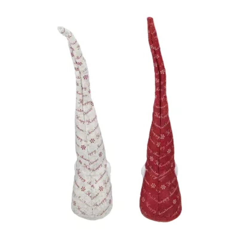 Northlight Set Of 2 Red And Ivory Happy Christmas 18in Christmas Gnome