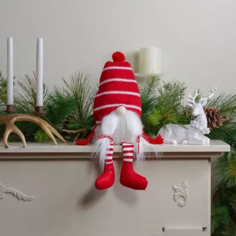 Northlight 18-Inch Red And White Plush Tabletop Sitting Christmas Christmas Gnome