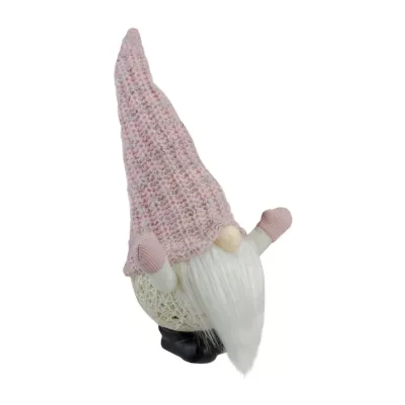 Northlight 14in Pink Led Lighted Rattan Round Christmas Christmas Gnome