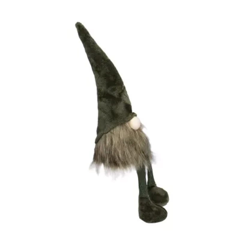 Northlight 20in Green Sitting Christmas  With Knitted Dangling Legs Christmas Gnome