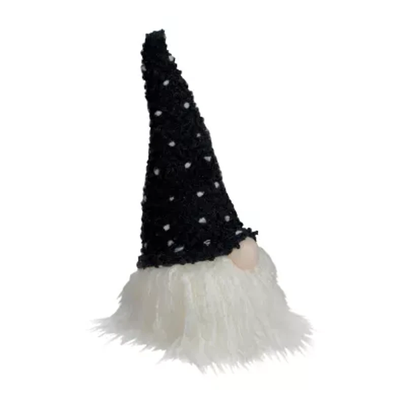 Northlight 10in Led Lighted Black And White Polka Dot Knit  Christmas Christmas Gnome