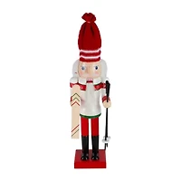 Northlight 14in Red And White Wooden Skiing Christmas Nutcracker