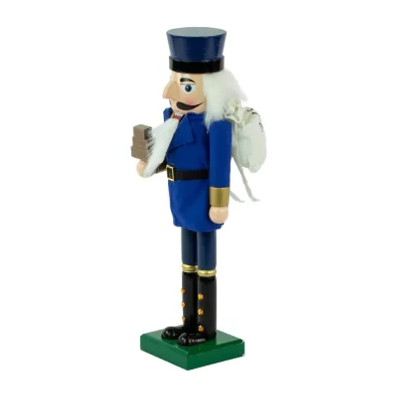 Northlight 14in Blue And Gold Wooden Mail Carrier Christmas Nutcracker