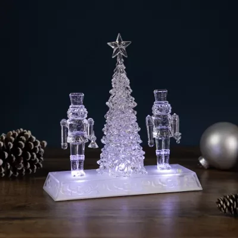 Northlight 9in Led Icy Crystal  And Tree Decoration Lighted Christmas Nutcracker