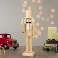 Northlight 15in Unfinished Paintable Wooden  With Scepter Christmas Nutcracker