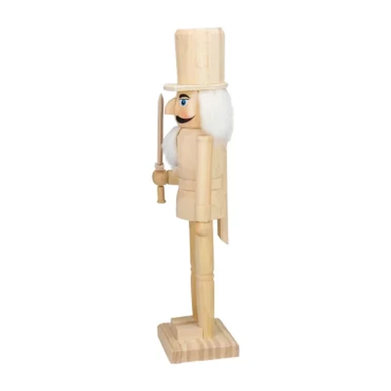 Northlight 15in Unfinished Paintable Wooden  With Sword Christmas Nutcracker